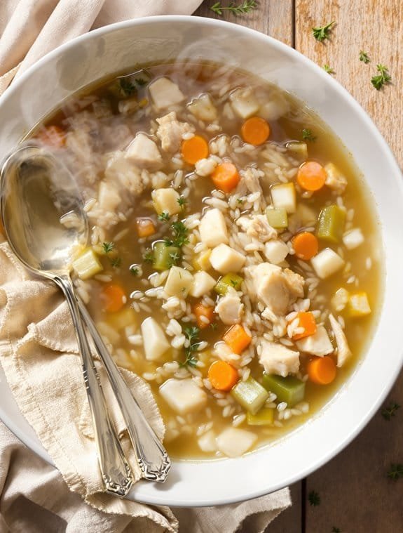 cozy chicken and rice soup