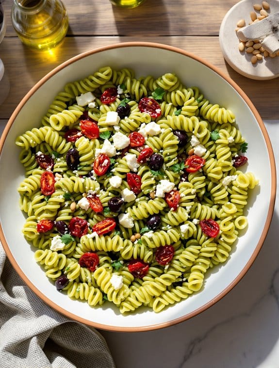 creamy mediterranean pesto pasta
