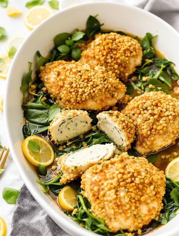 crispy herb filled chicken breast