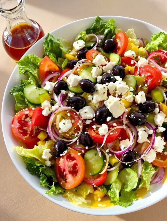 greek salad with herb dressing