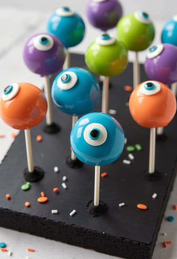 monster eyeball cake pops