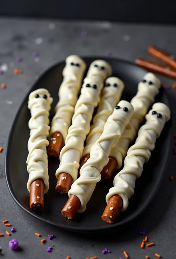 mummy pretzels halloween treats