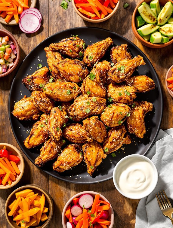 crispy wings with vegetables