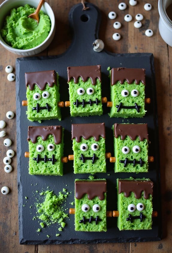 frankenstein themed rice cereal treats