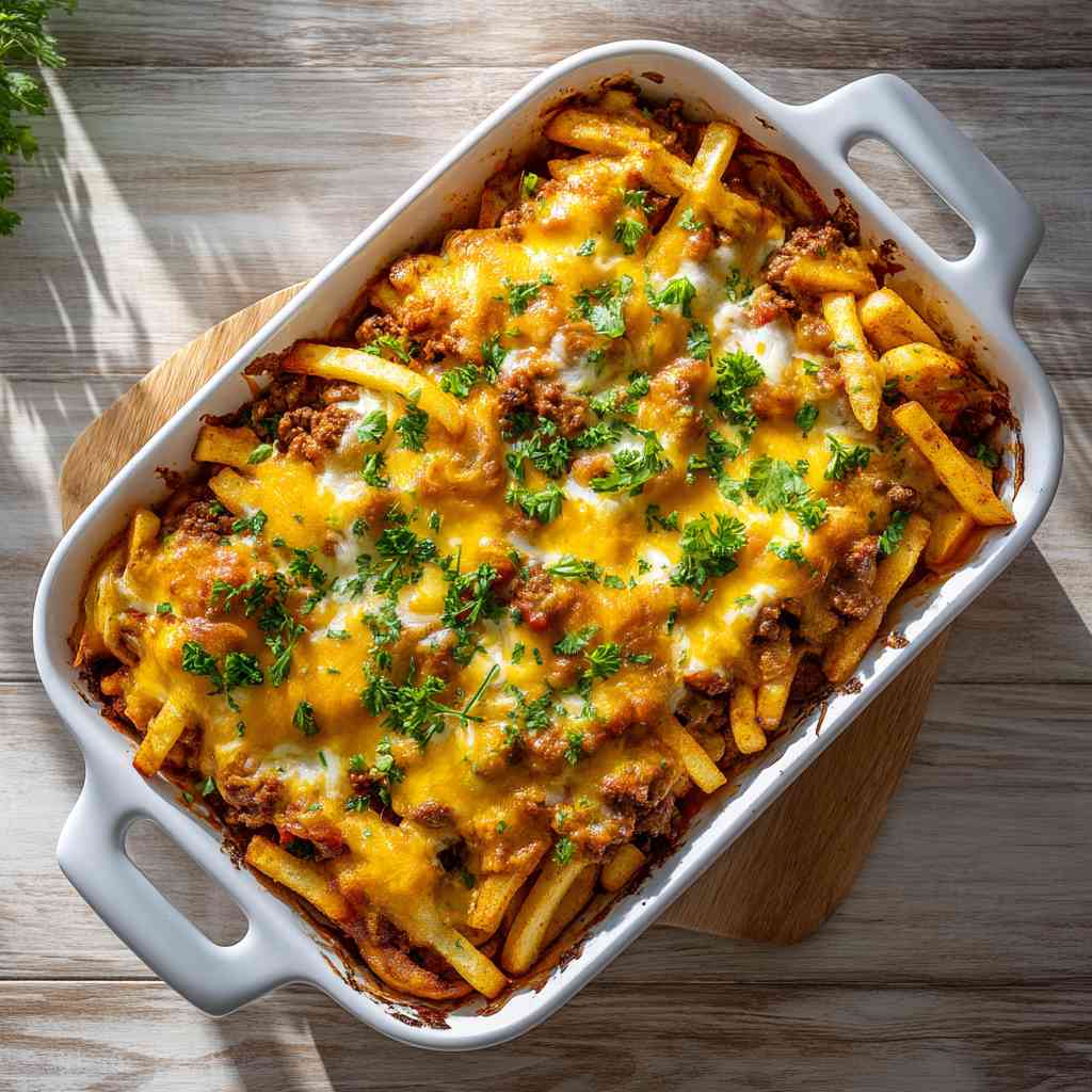 Cheeseburger French Fry Bake variations