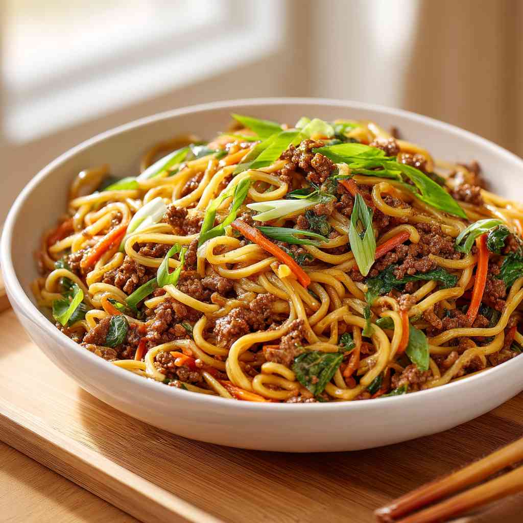 Ground Beef Lo Mein variations