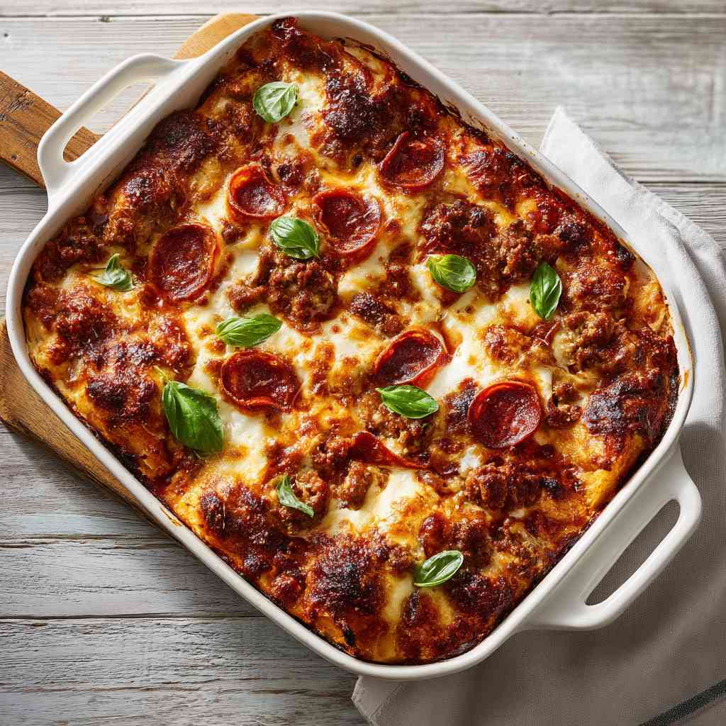 ground beef pepperoni pizza casserole variations