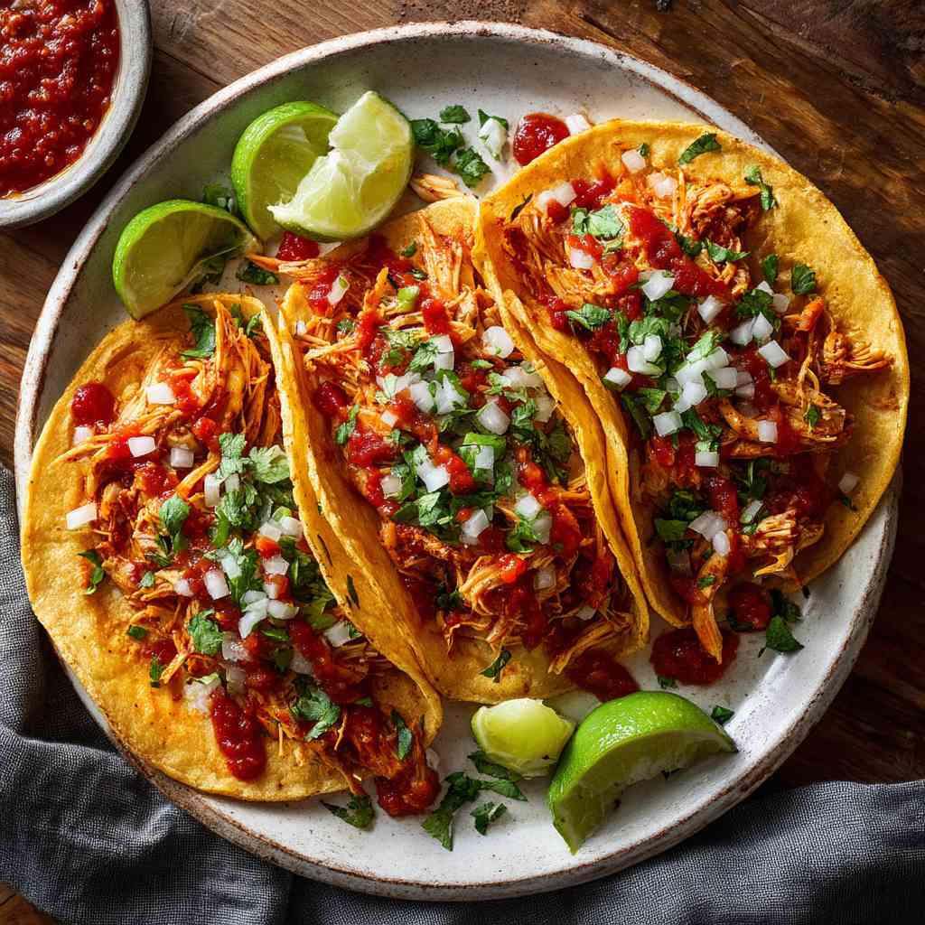 pulled chicken tacos variations
