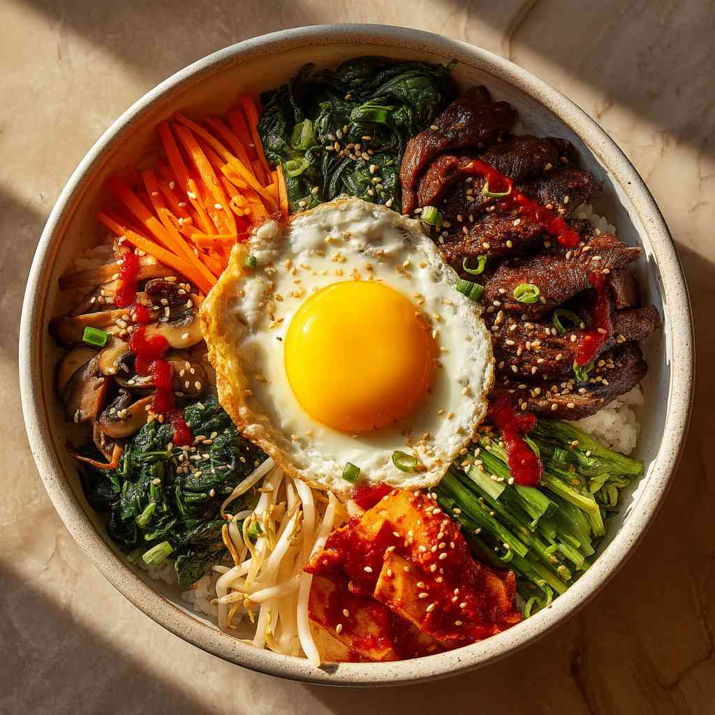 Colorful Korean Bibimbap Rice Bowl step image 1
