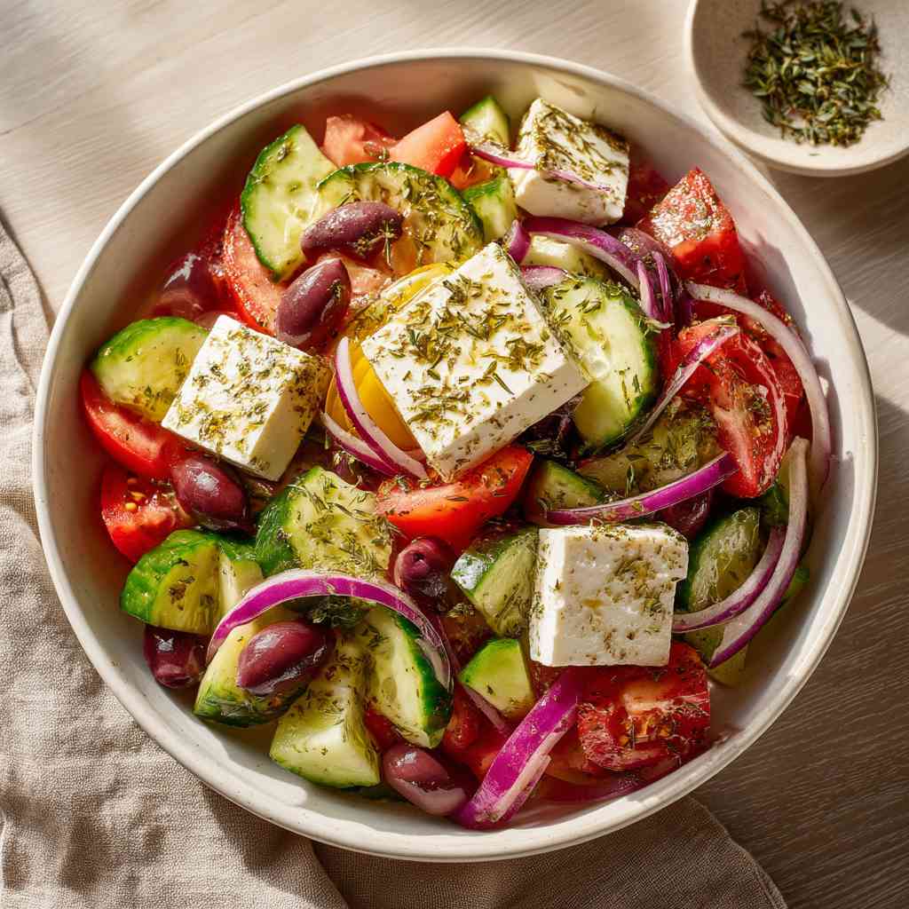 Authentic Greek Salad Recipe With Homemade Herb Dressing Greek Salad