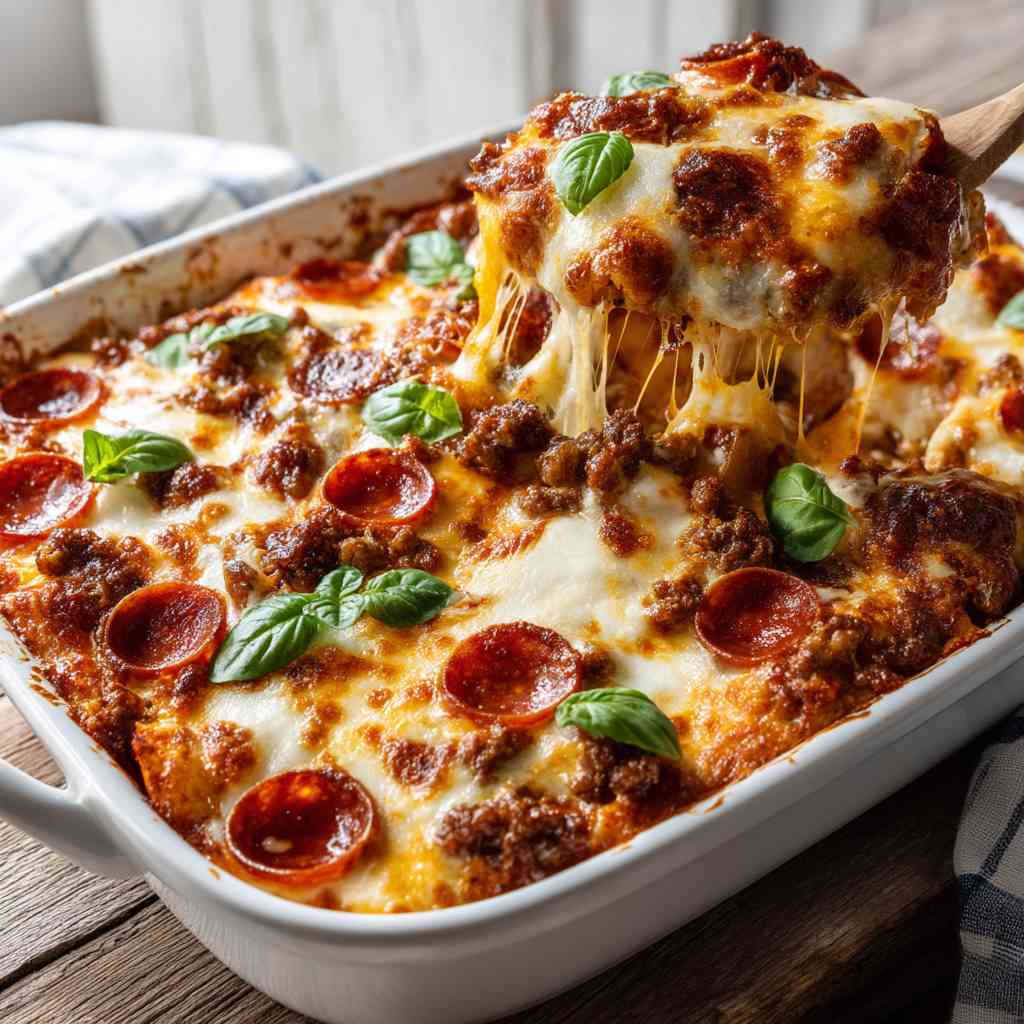 Irresistible Ground Beef Pepperoni Pizza Casserole Recipe Beef Pepperoni Casserole