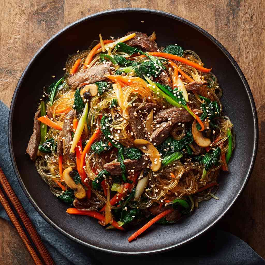 Authentic Korean Japchae Recipe: Silky Stir-Fried Noodles Korean Japchae