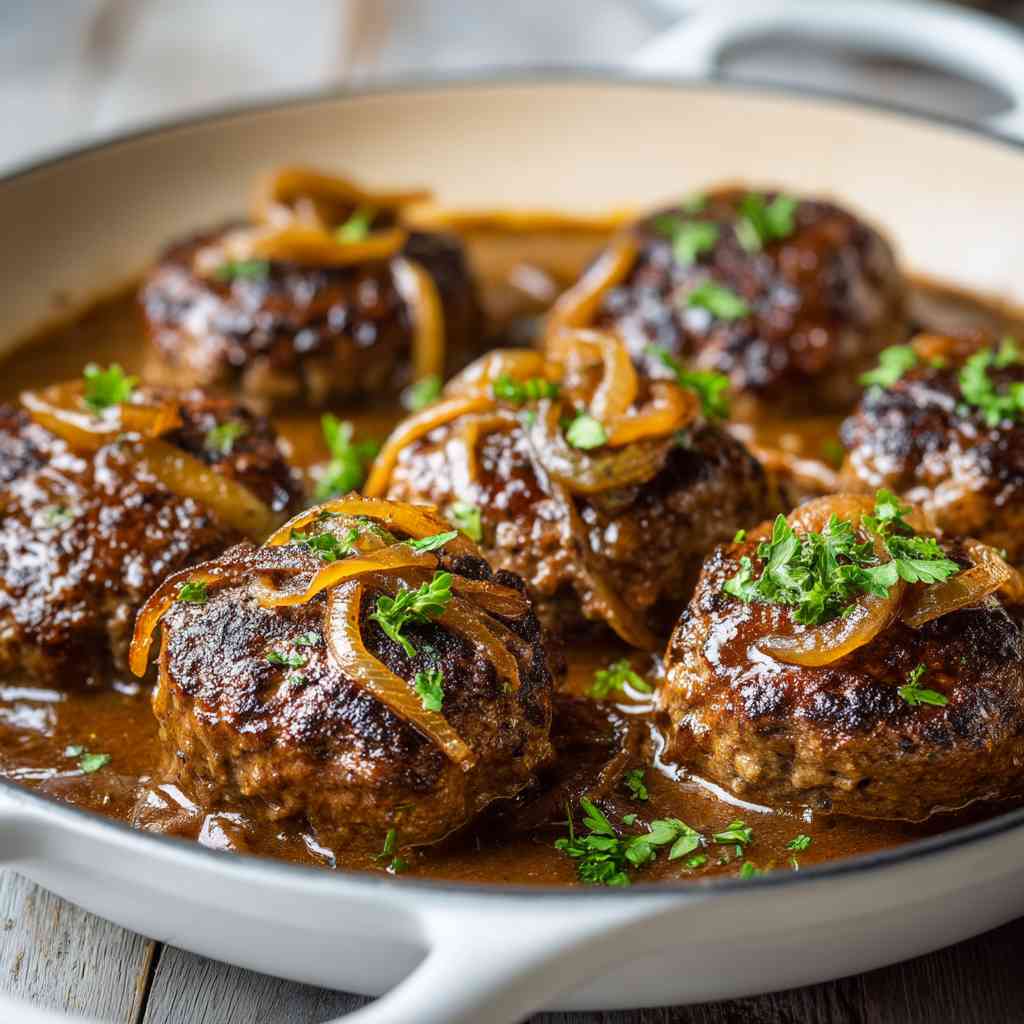 Comforting Salisbury Steak Recipe With Rich Onion Gravy Salisbury Steak
