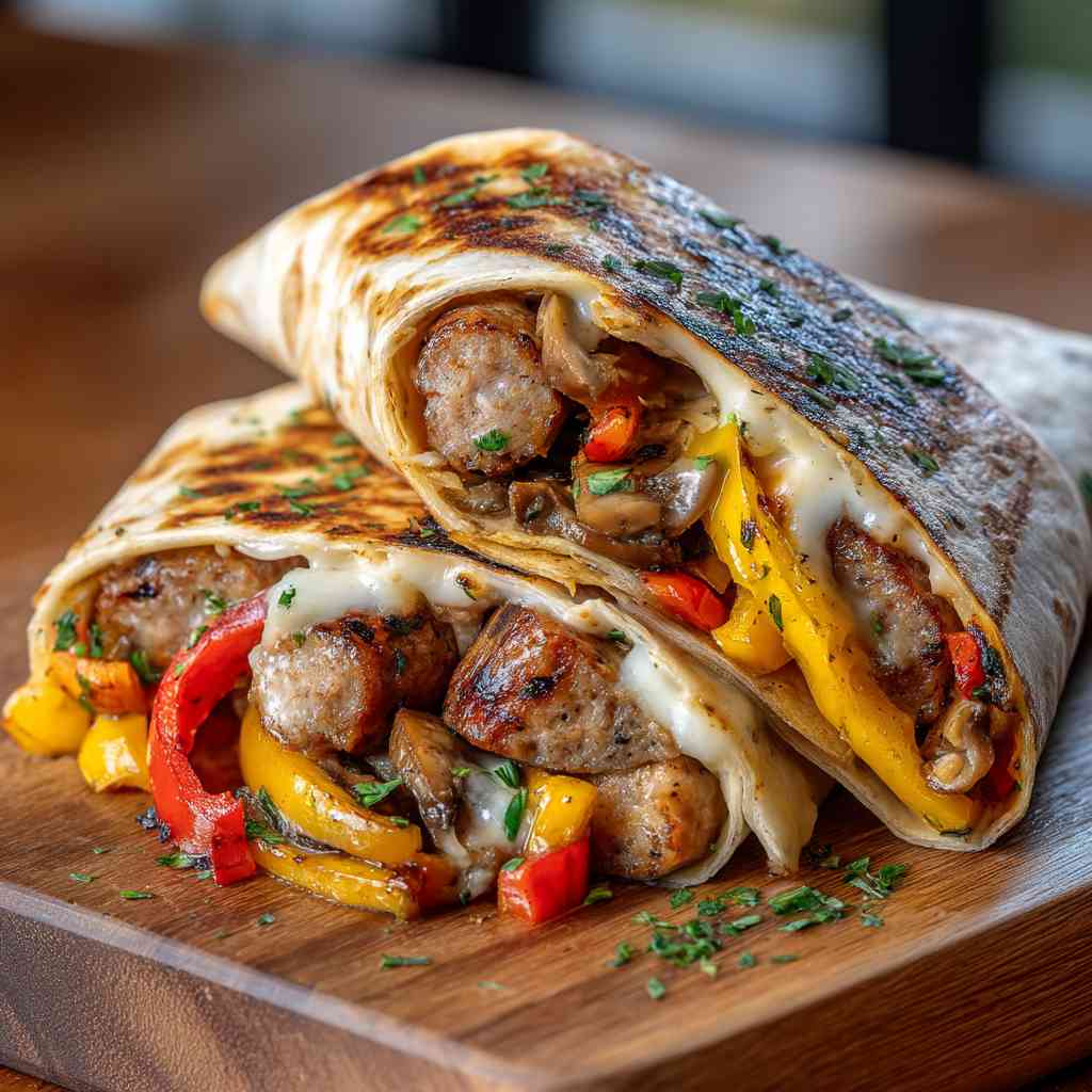 Savory Smoked Sausage Pepper Mushroom Wrap Recipe Smoked Sausage Wrap