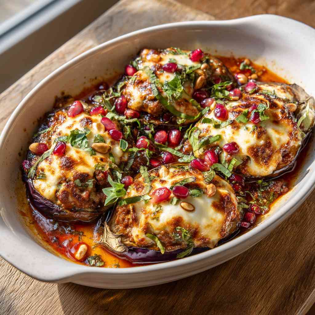 Savory Stuffed Eggplant Recipe With Melted Cheddar Cheddar Stuffed Eggplant