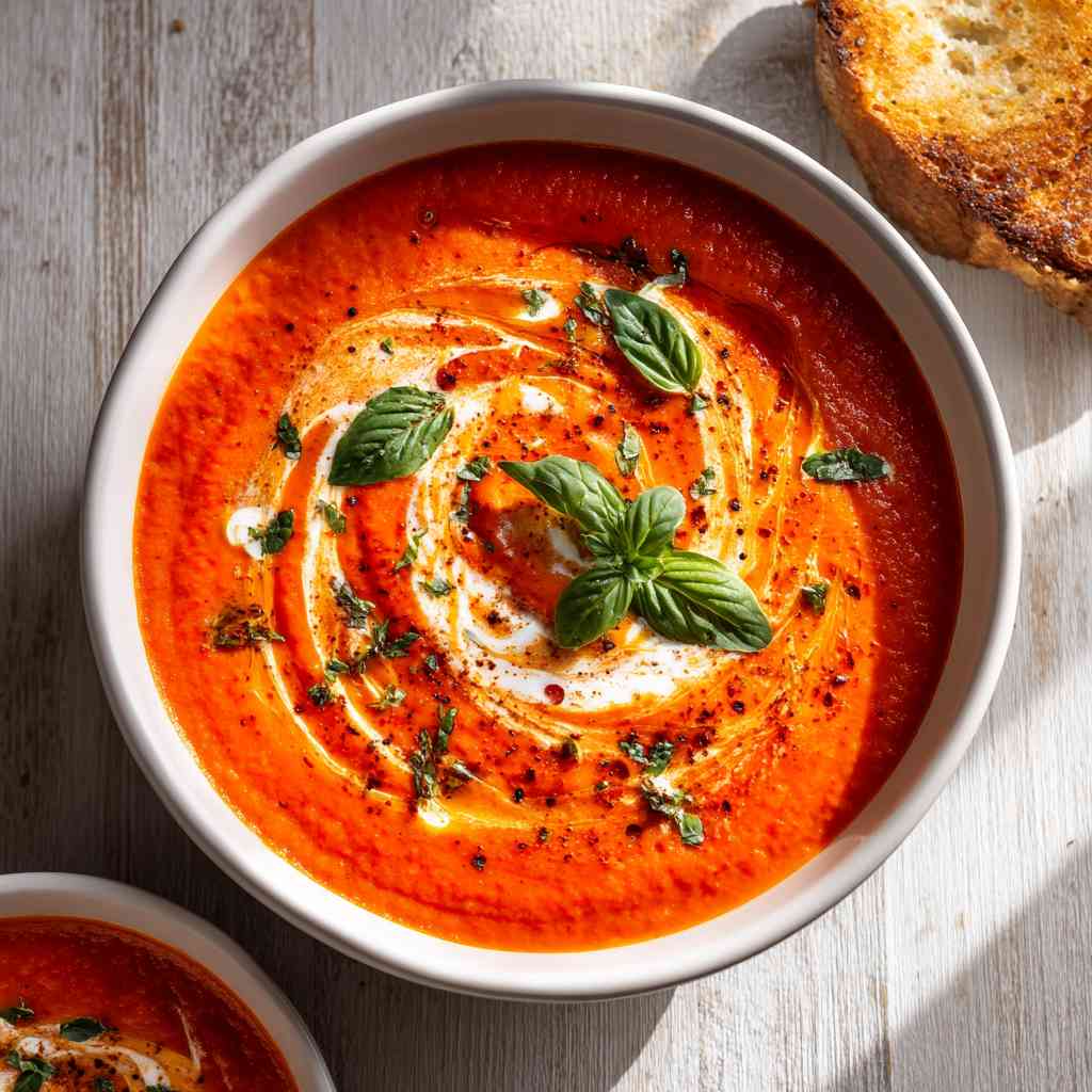 Creamy Roasted Red Pepper Soup Recipe Worth Craving Roasted Red Pepper Soup